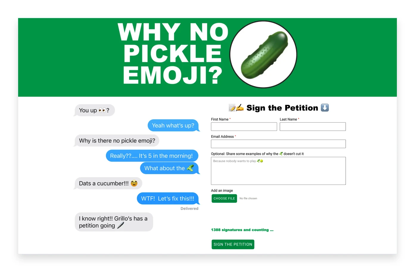 Petition to add a Pickle emoji on the grillos.com
