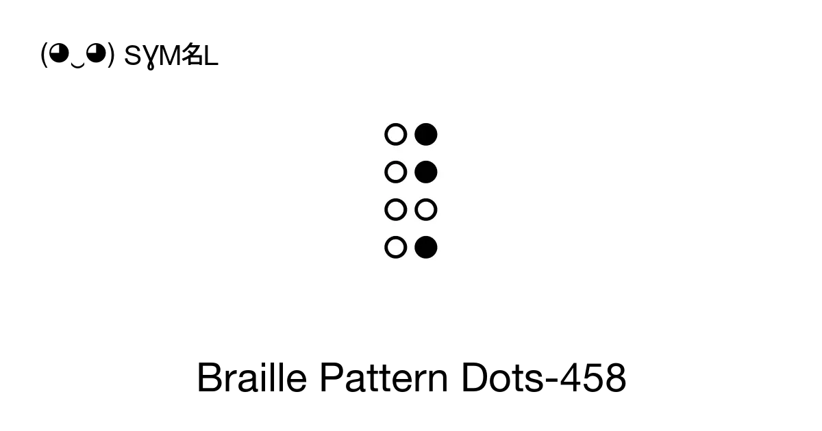 Braille Pattern Dots 458 Unicode Number U 2898 📖 Symbol Meaning Copy