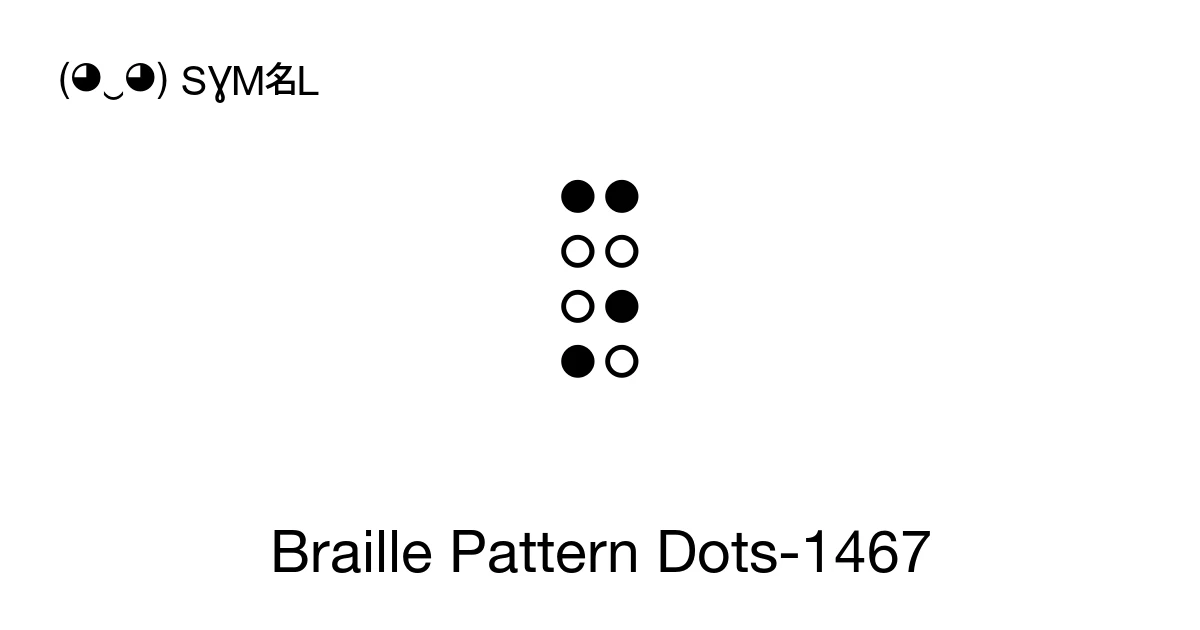 Braille Pattern Dots-1467 (U+2869) Symbol Meaning, Copy and Paste