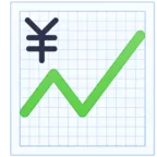 Gráfico com tendência ascendente e sinal de iene