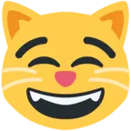 Face de chat rieur avec yeux réjouis