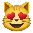Uśmiechnięta kot twarz z sercowatymi oczami
