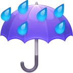 Ombrello con gocce di pioggia