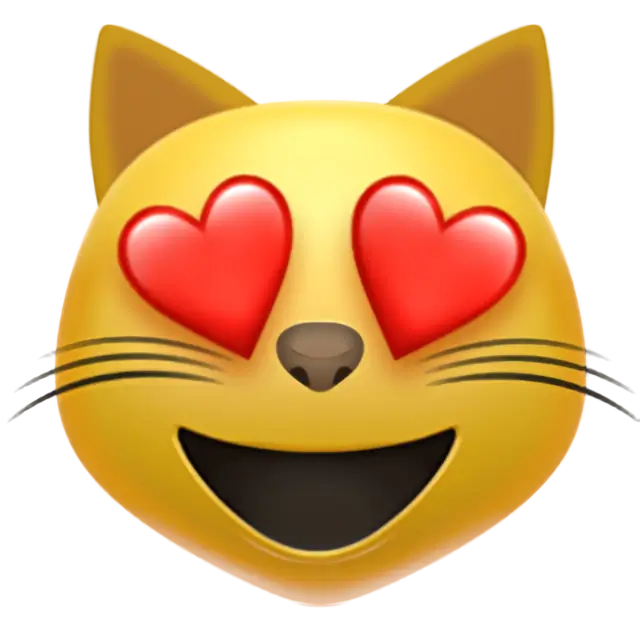 Lächelndes Katzengesicht mit herzförmigen Augen